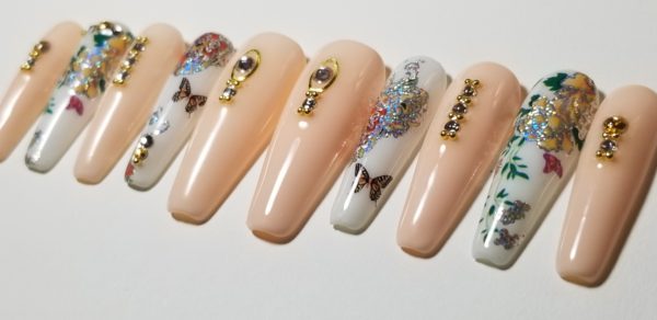 Flower Butterfly Designed on Nude Gel Polish - Image 7