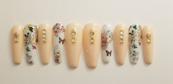 Flower Butterfly Designed on Nude Gel Polish - Image 5