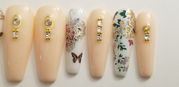 Flower Butterfly Designed on Nude Gel Polish - Image 10