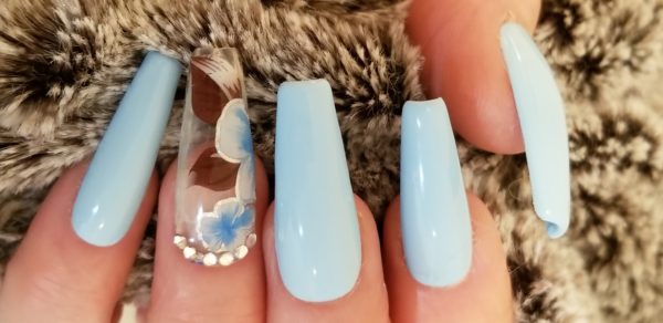 Robins Egg Blue Press On Ballerina Tip