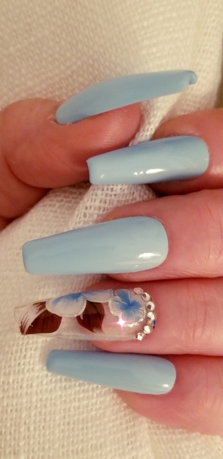 Robin S Egg Blue Gel With Clear Accent Nails Jingle Nail