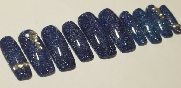 Changing Thermo Sparkly Blue Shades Long Square with Studs - Image 8