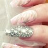 Marbleized Pink Beige White Crystal Bling