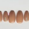 Beige with Sparkle and Crystal Jewels Press on Nails - Image 2