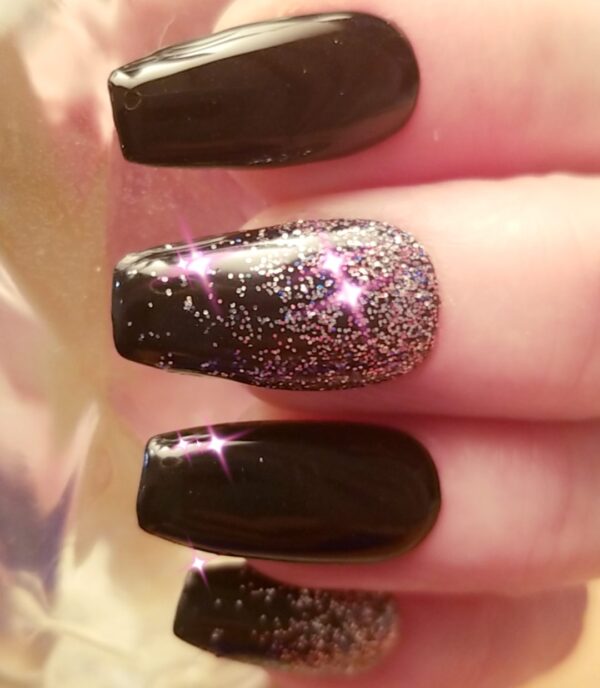 Black Beauty with Sparkling Accent Nail - Image 3