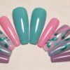 Pink Purple Teal Ballerina with 4 Ombre Accent Nail Design Acrylic Nail Tip - Image 4