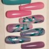 Pink Purple Teal Ballerina with 4 Ombre Accent Nail Design Acrylic Nail Tip - Image 13