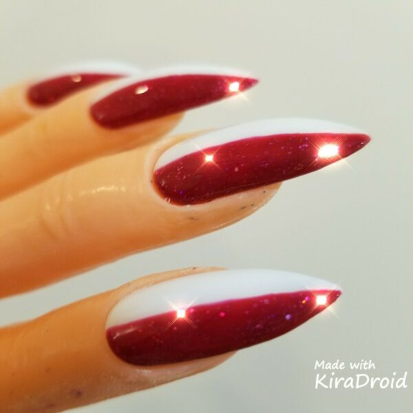 Cardi B Nails - Ruby Red Half White