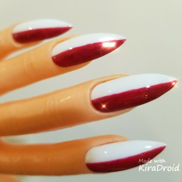 Cardi B Nails - Ruby Red Half White - Image 9