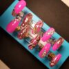 Hot Pink Long Press On Nail Tips