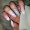 Luxury French White Pink Marbled Holo Nails - Image 2