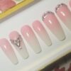 Luxury Baby Boomer Nude Pink Ombre With Crystal Bling For Pretty Hands