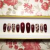 Press On Nails Burgundy Holo Hearts with Rhinestones - Image 3