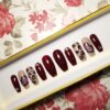 Press On Nails Burgundy Holo Hearts with Rhinestones - Image 6