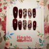Press On Nails Burgundy Holo Hearts with Rhinestones - Image 4