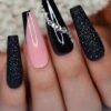 Black Press on Nails with design