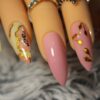 Mauve Tan Gold Leaf Flower Acrylic Press Ons - Image 3