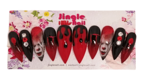 Horror Pennywise Black Red Press-on Nails - Image 2