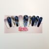 Deep Blue Lavender Ombre Jeweled Nails - Image 5